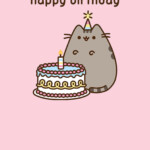 Pusheen The Cat Birthday Cake Card Etsy