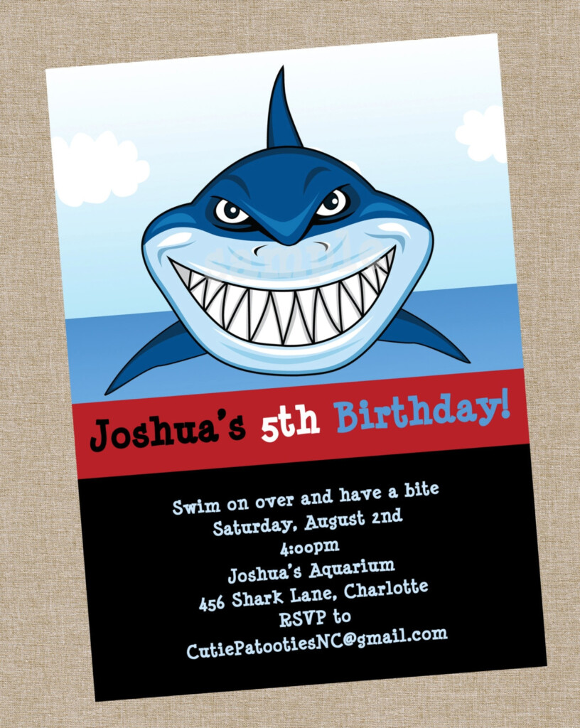 Shark Birthday Invitation Printable Or Printed Shark Party Etsy