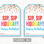 Sip Sip Hooray Happy Birthday Tags Happy Birthday Straw Tags Etsy