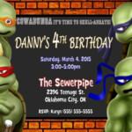 Teenage Mutant Ninja Turtle Birthday Party Invitations FREE Printable