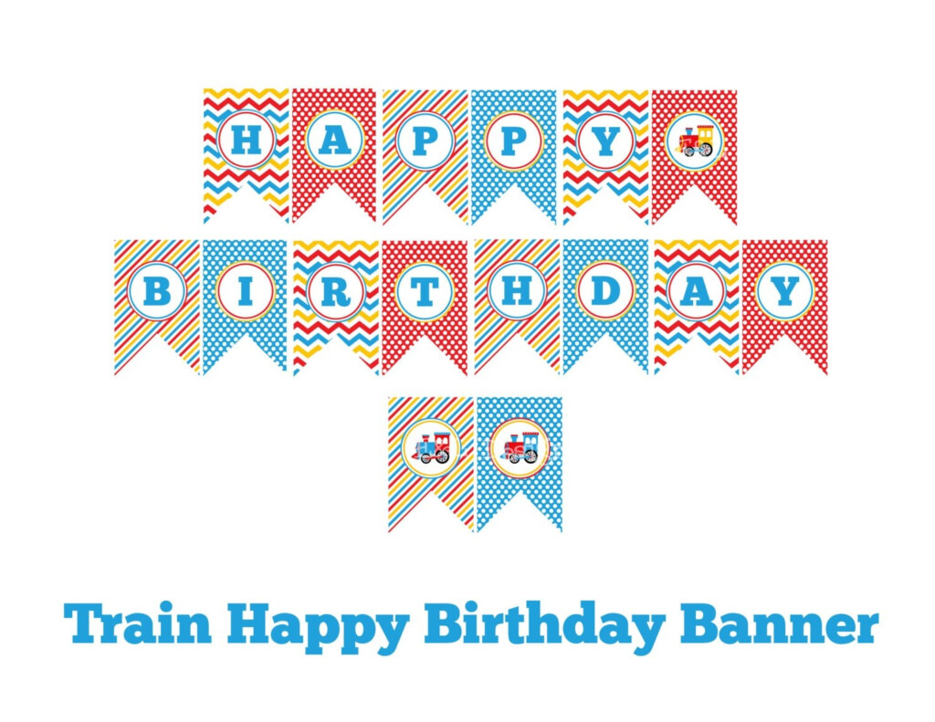 Train Happy Birthday Banner Train Party Printable Instant