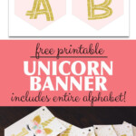 Unicorn Banner Free Printable pink Gold Unicorn Banner