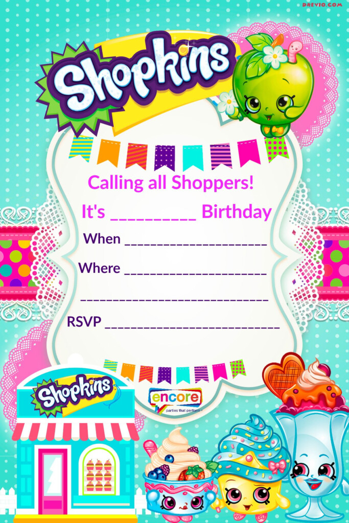 Updated FREE Printable Shopkins Birthday Invitation Template 